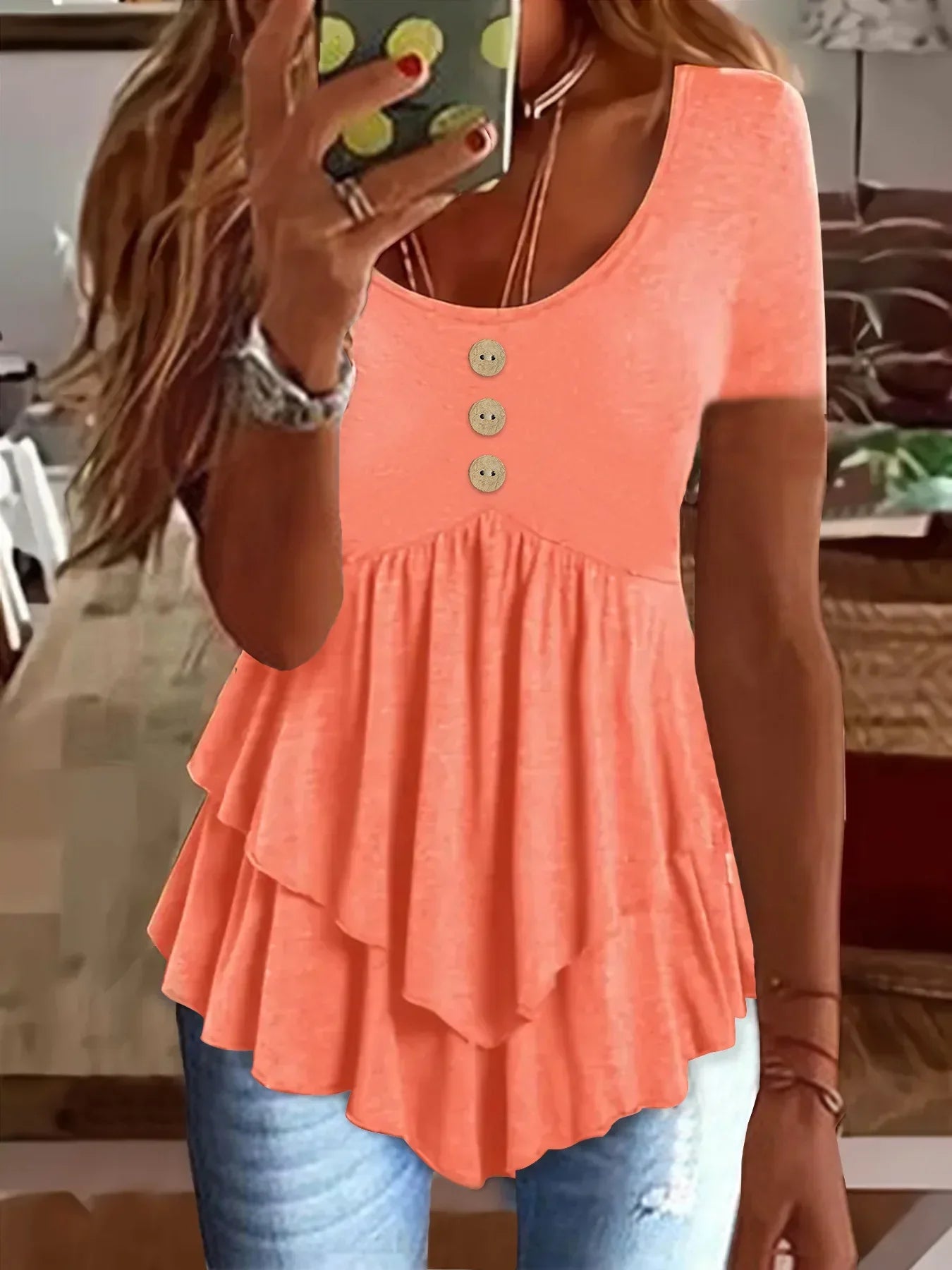 BELLE Blusa Vintage con Volantes