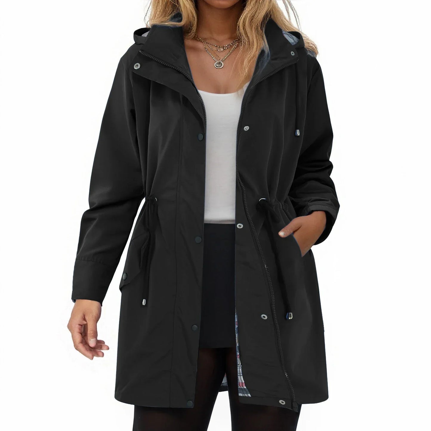 Iris – Chaqueta de lluvia ligera con capucha para mujer