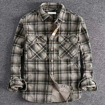 Camisa de Hombre Vintage Japonesa de Cuadros