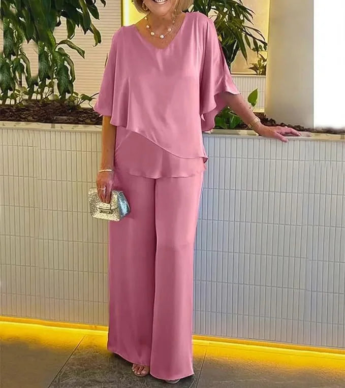 Nia Conjunto de Lounge con Escote en V y Diseño de Hemisferio Irregular