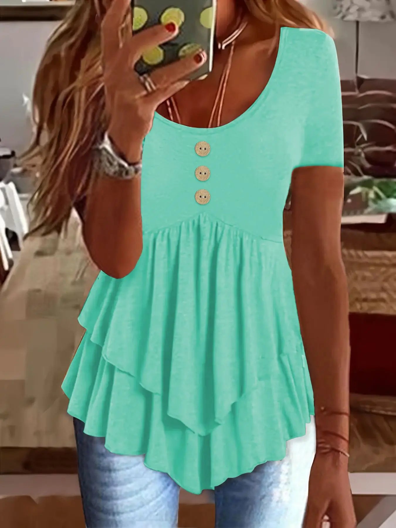 BELLE Blusa Vintage con Volantes