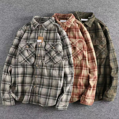 Camisa de Hombre Vintage Japonesa de Cuadros