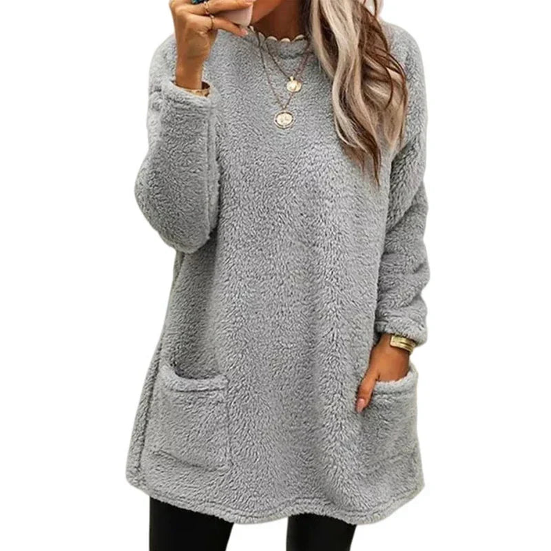 Camille – Sudadera con capucha y bolsillo sonriente para mujer