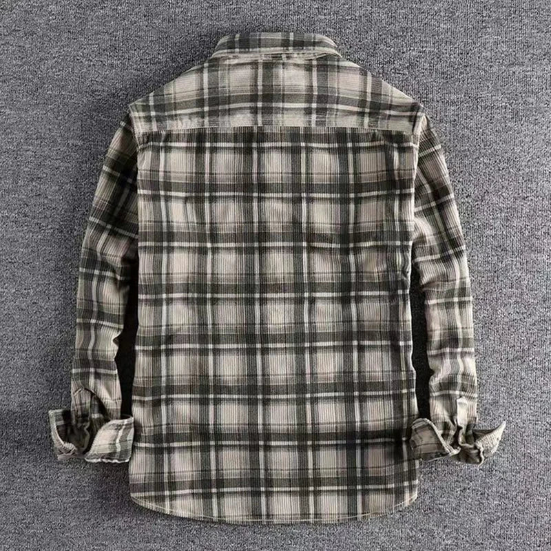 Camisa de Hombre Vintage Japonesa de Cuadros