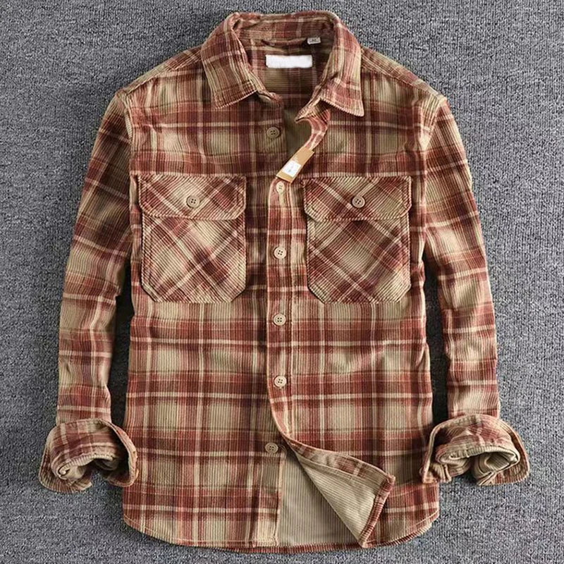 Camisa de Hombre Vintage Japonesa de Cuadros