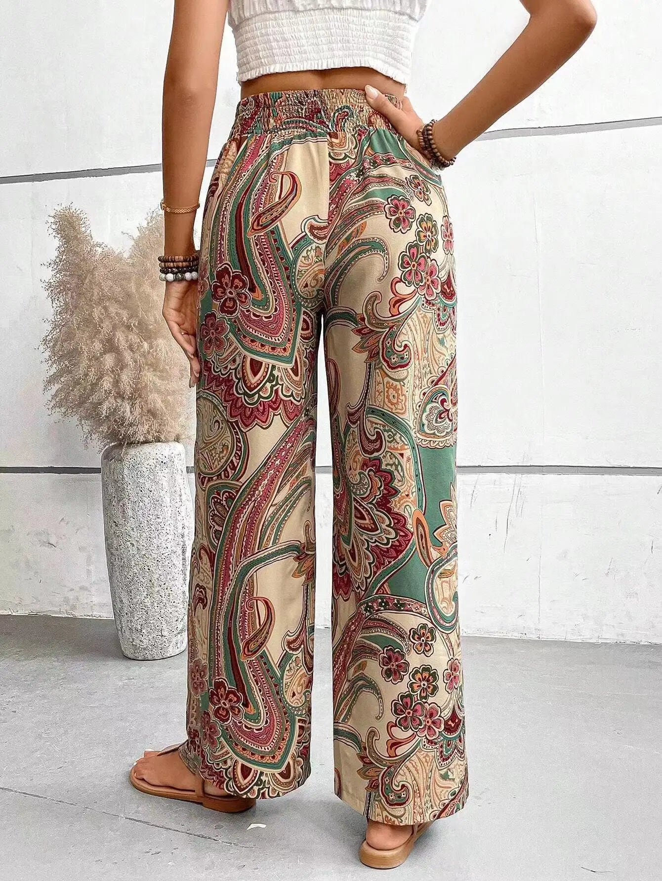 Pantalones Anchos con Estampado Vintage