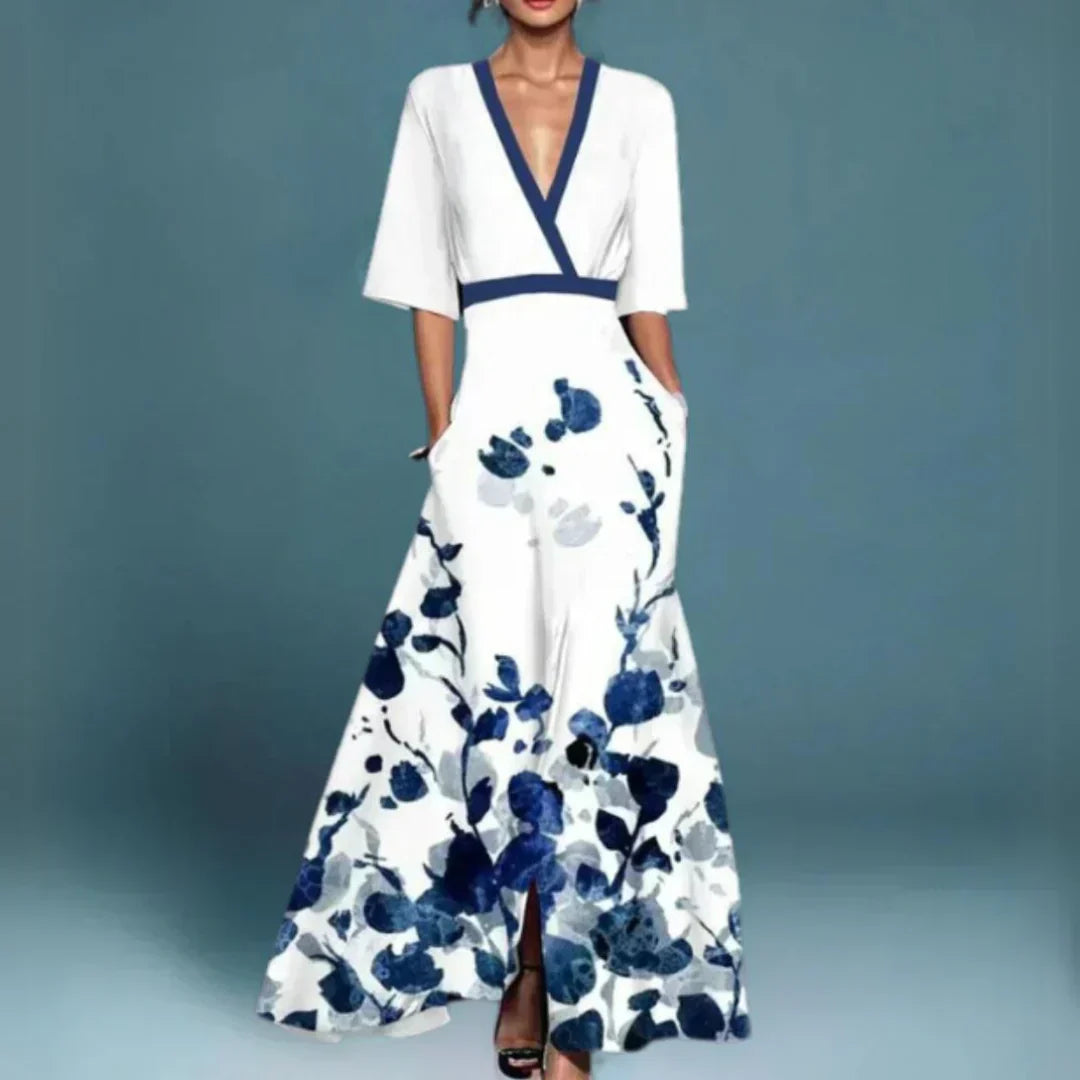 Hazel - Elegante vestido cruzado floral