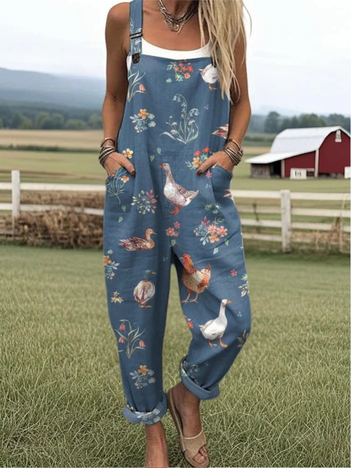 Mono Casual de Pierna Ancha con Estampado de Animales