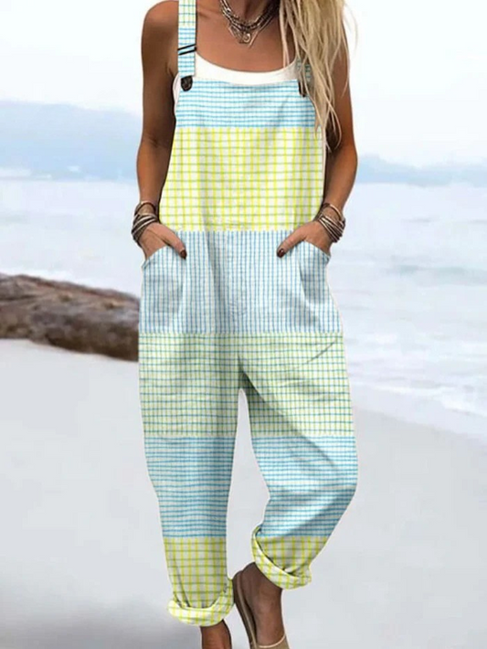 Mono Vintage de Pierna Ancha con Estampado Geométrico
