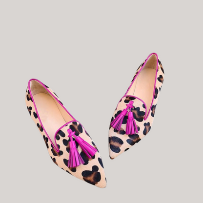 Mocasines de Mujer en Estampado Leopardo Rosa