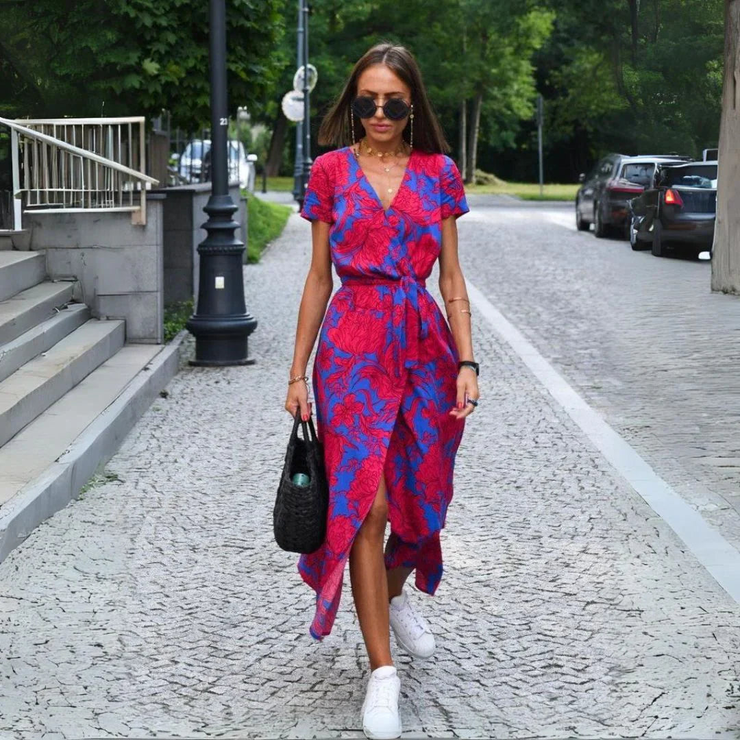 EVA | Vestido Elegante con Escote en V y Cubrimiento de Abdomen