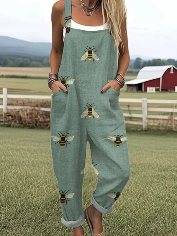 Mono Ancho Casual para Mujeres con Divertido Diseño de Abejas