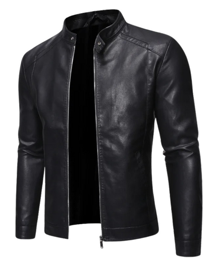 Leonardo – Chaqueta de cuero con cuello alto elegante