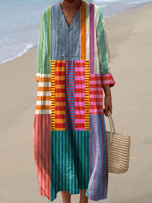Vestido retro de estampado geométrico