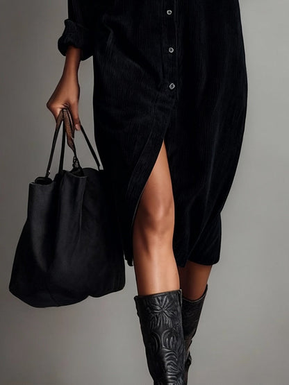 Teresa – Vestido midi de pana con encanto clásico