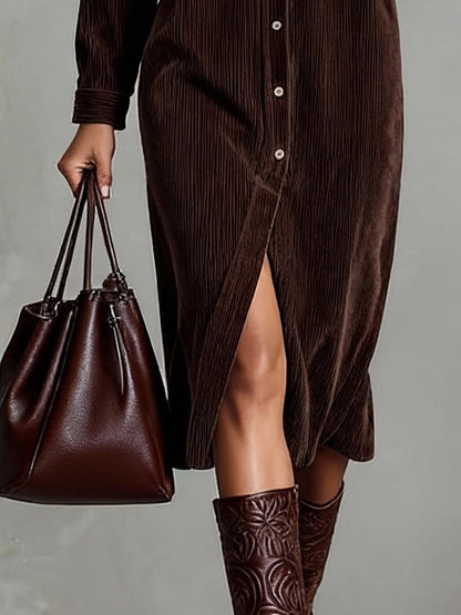 Teresa – Vestido midi de pana con encanto clásico