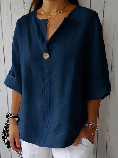 Blusa Casual Elegante con Escote en V