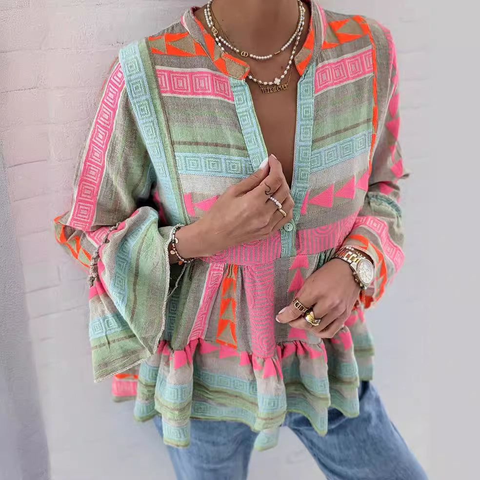 Sirenia Blusa Boho Impresa