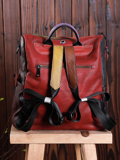 Gabriela | Mochila de Cuero Multicolor con Cremallera
