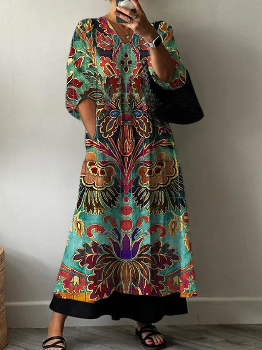 Vestido Elegante con Estampado Floral