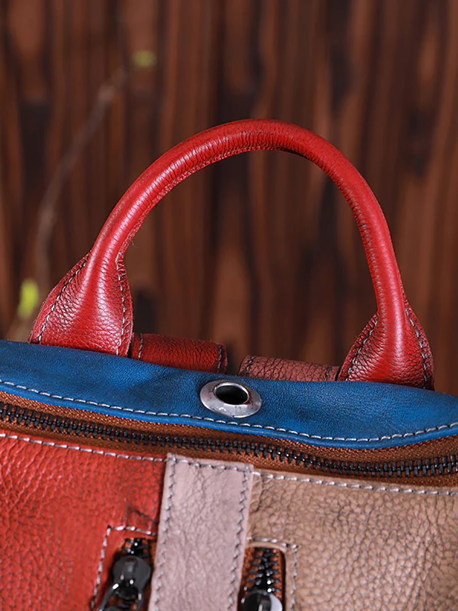 Gabriela | Mochila de Cuero Multicolor con Cremallera