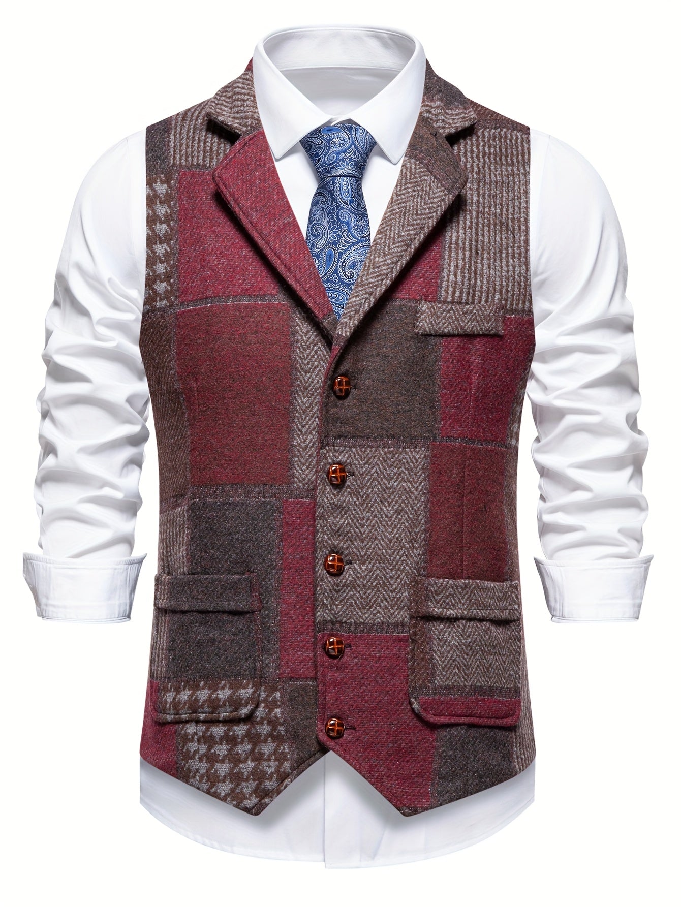 Leo | Chaleco de Tweed con Patrón de Espiga