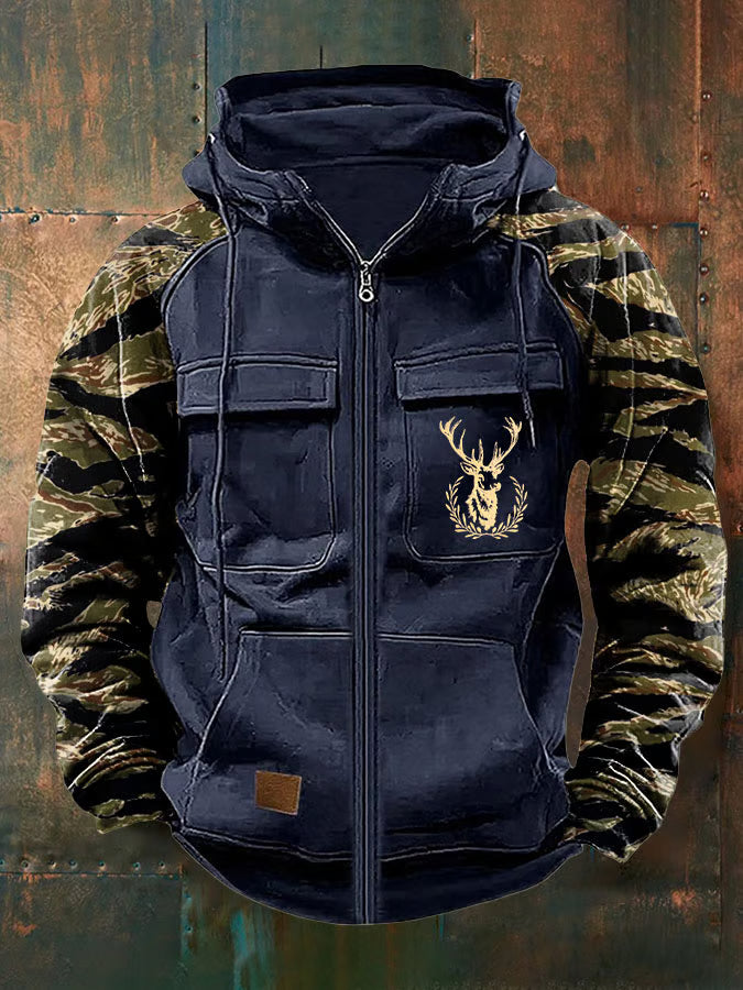 Jernard - Sudadera con Capucha y Cremallera Multi Bolsillos