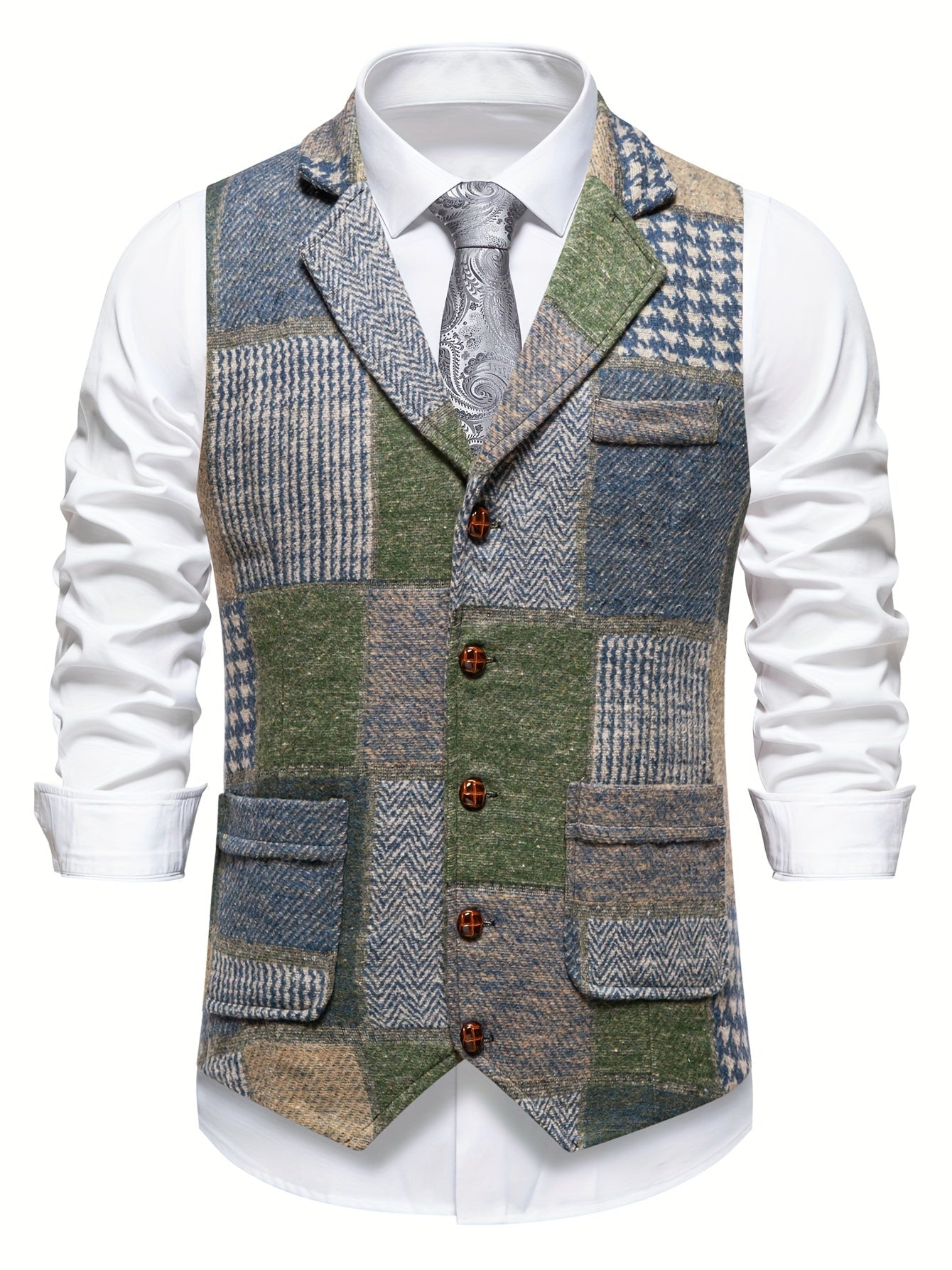 Leo | Chaleco de Tweed con Patrón de Espiga