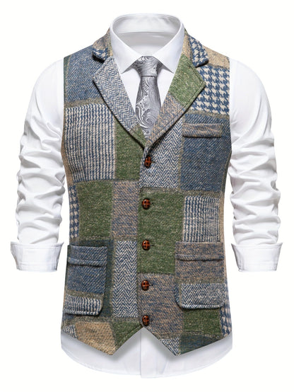Leo | Chaleco de Tweed con Patrón de Espiga