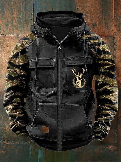 Jernard - Sudadera con Capucha y Cremallera Multi Bolsillos