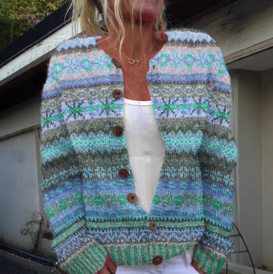 Chaqueta Azul Estampada Elegante