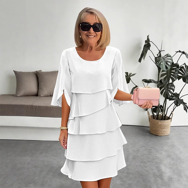 Camila | Vestido Elegante de Capas con Mangas Abullonadas