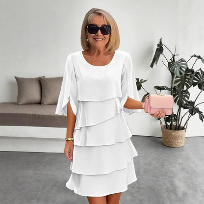 Camila | Vestido Elegante de Capas con Mangas Abullonadas