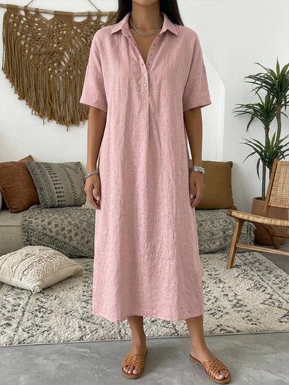 Natalia | Vestido Corto de Lino con Cuello Polo