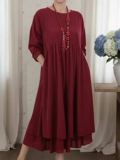 Lucía – Vestido Midi de Doble Capa con Corte Suelto