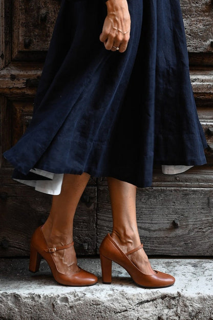 Sandalias Elegantes de Tira con Tacón Bajo para Uso Diario