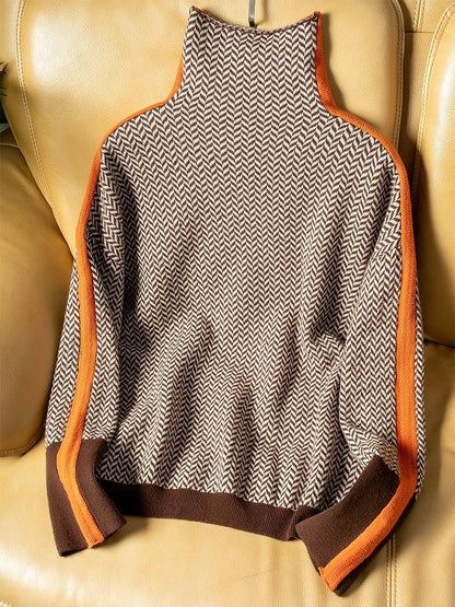 Malou™ | Suéter de cuello alto con llamativas rayas contrastantes