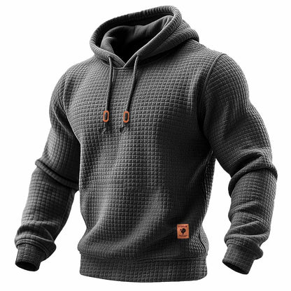 Sudadera acolchada con capucha para hombre, estilo waffle, ideal para deportes al aire libre