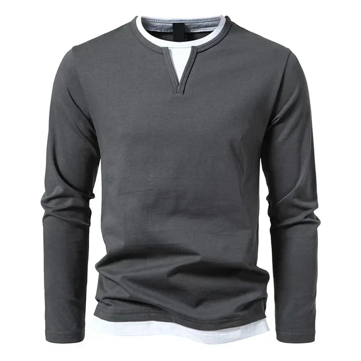 Camiseta de manga larga premium en algodón peinado