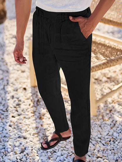 NICHOLS | PANTALONES LARGOS DE LINO CON CORDÓN