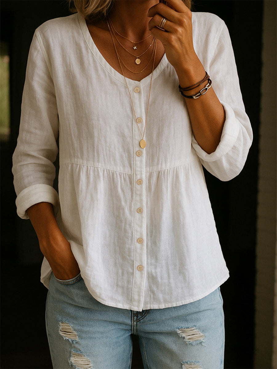 Camisa de Lino y Algodón para Mujeres