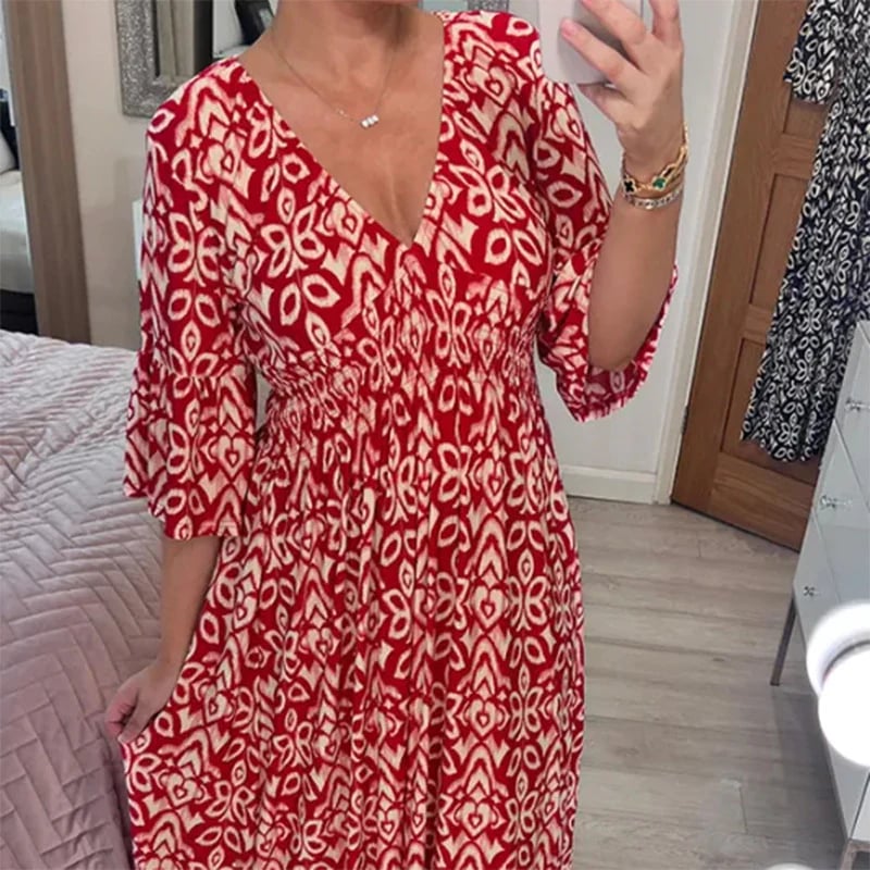 Maribel – Vestido largo vintage elegante, cómodo y favorecedor para mujeres
