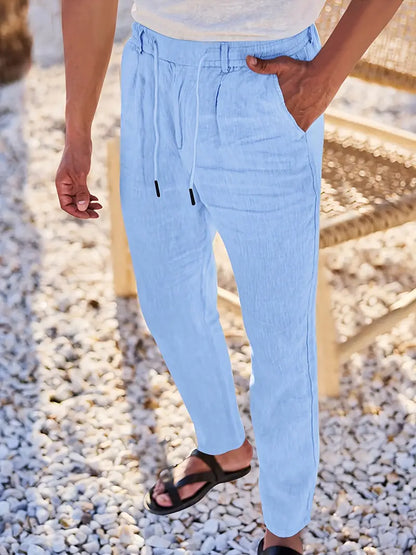 NICHOLS | PANTALONES LARGOS DE LINO CON CORDÓN