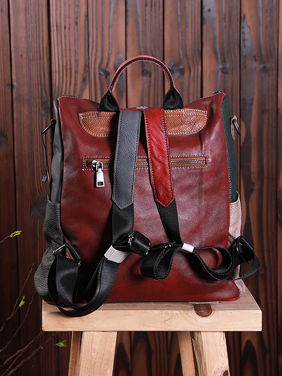 Gabriela | Mochila de Cuero Multicolor con Cremallera