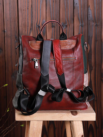 Gabriela | Mochila de Cuero Multicolor con Cremallera