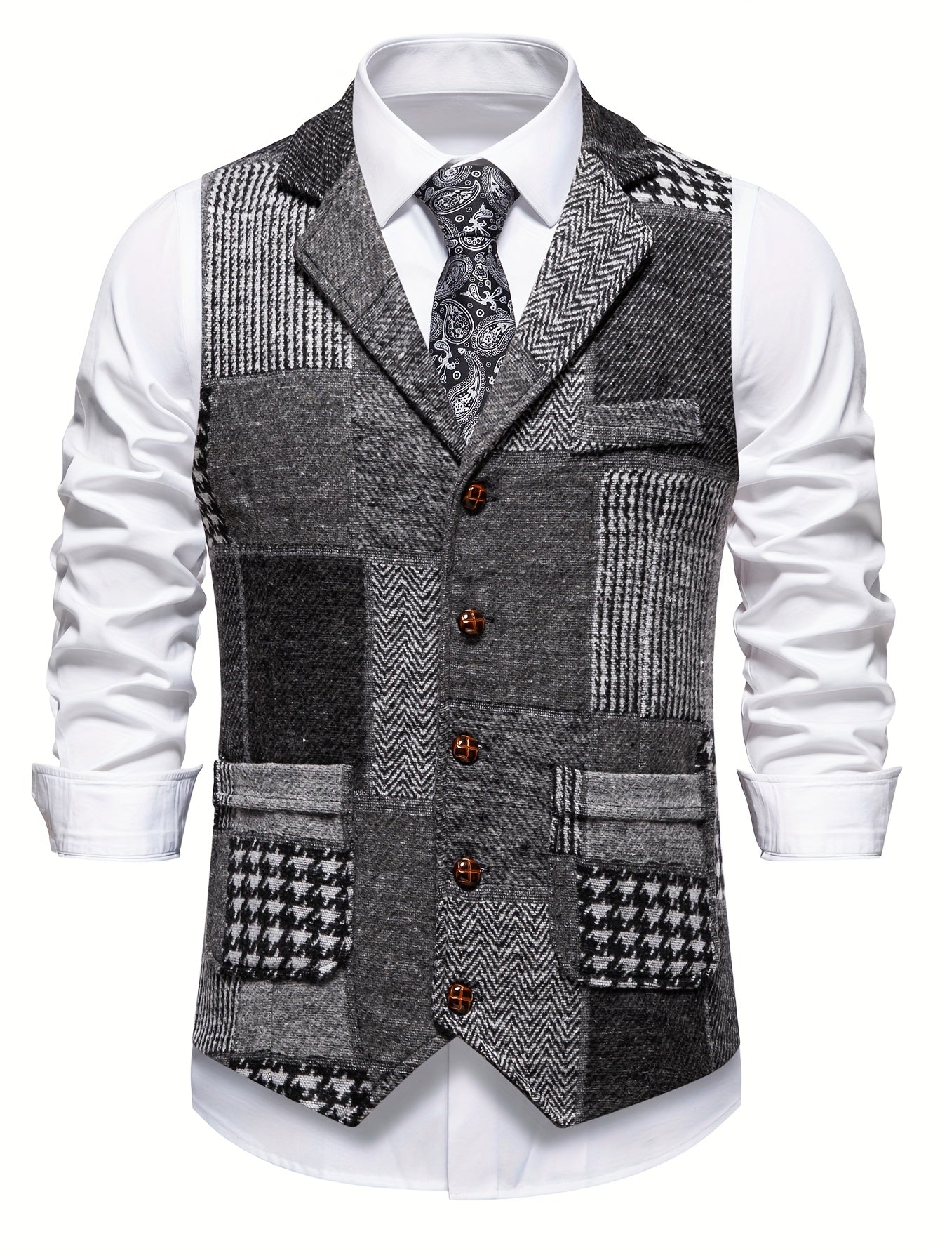 Leo | Chaleco de Tweed con Patrón de Espiga