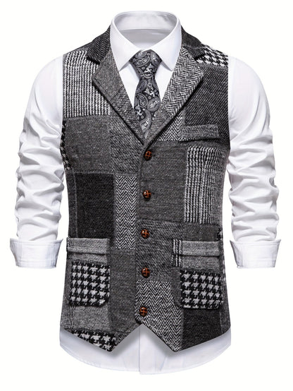 Leo | Chaleco de Tweed con Patrón de Espiga