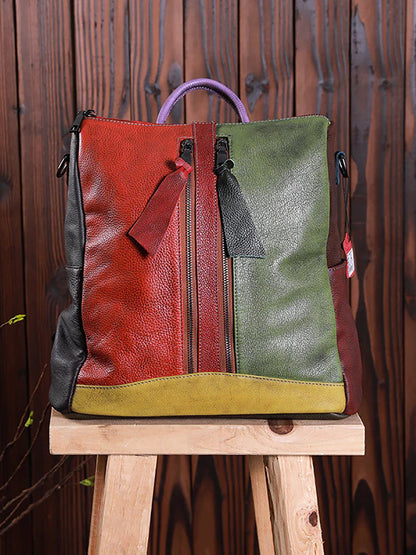 Gabriela | Mochila de Cuero Multicolor con Cremallera