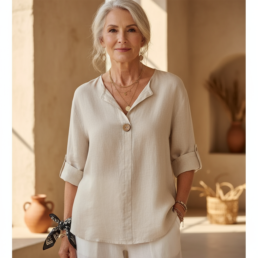 Blusa Casual Elegante con Escote en V