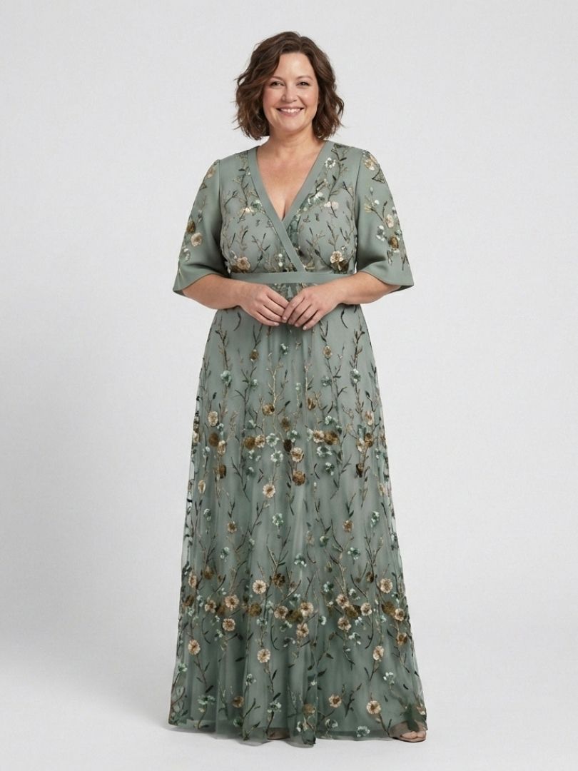 Carmen – Vestido largo de flores con cuello en V